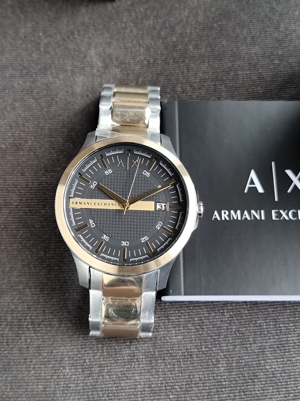 A｜X Armani Exchange Men's Three-Hand Date Silver and Gold Two-Tone Stainless Steel Bracelet Watch AX2453 - Image 2