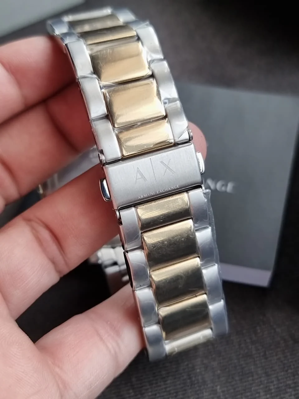 A｜X Armani Exchange Men's Three-Hand Date Silver and Gold Two-Tone Stainless Steel Bracelet Watch AX2453 - Image 3