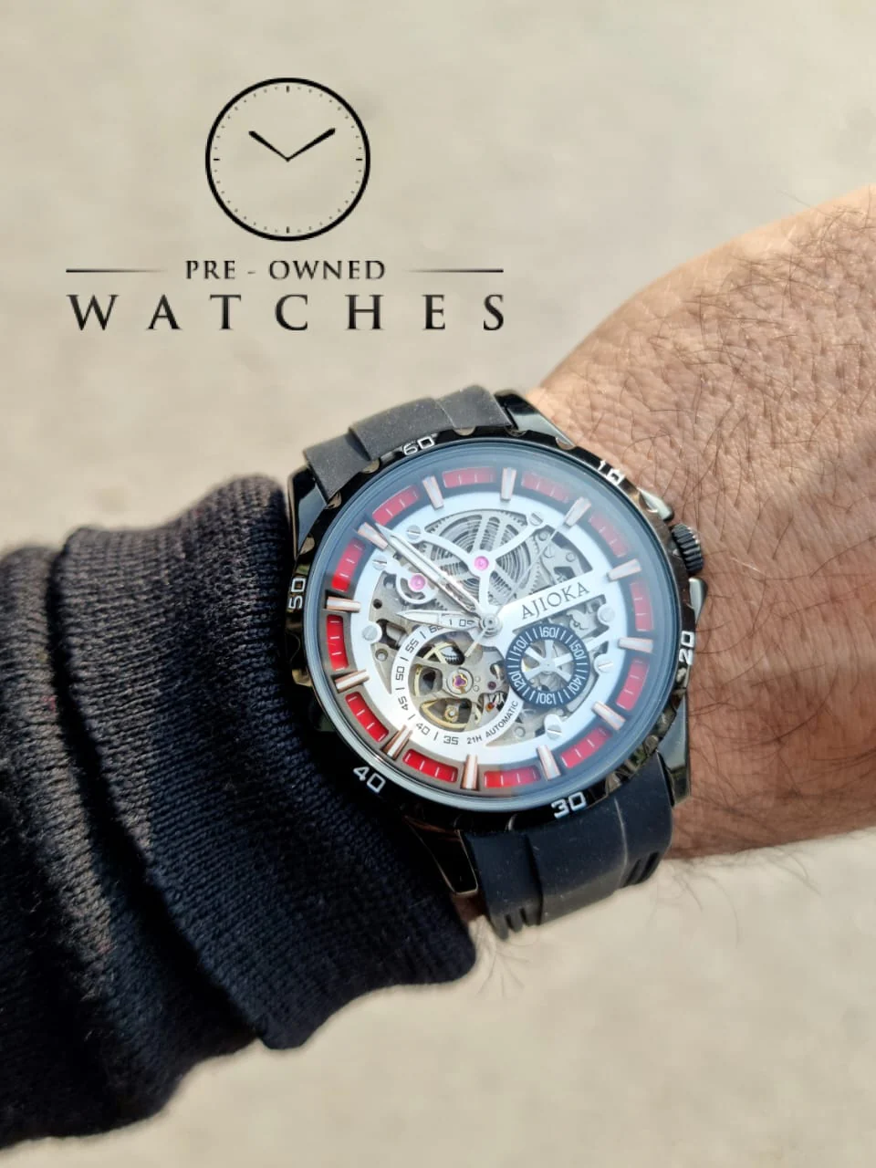 Ajioka Gents Watch Skeleton Dial Automatic Watch - Image 4