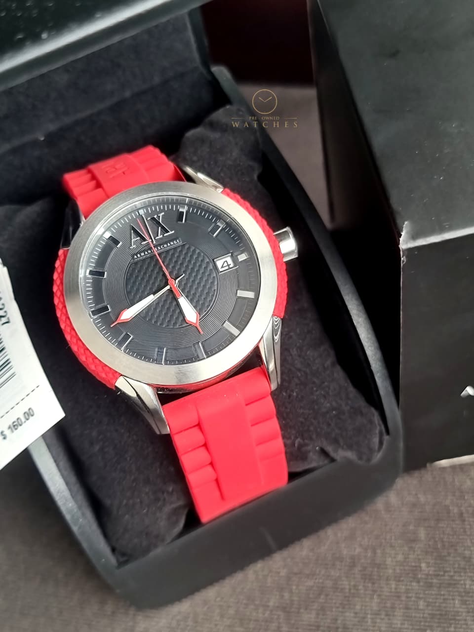 Armani Exchange Men’s Silicone Strap Black Dial 47mm Watch AX1227 - Image 3