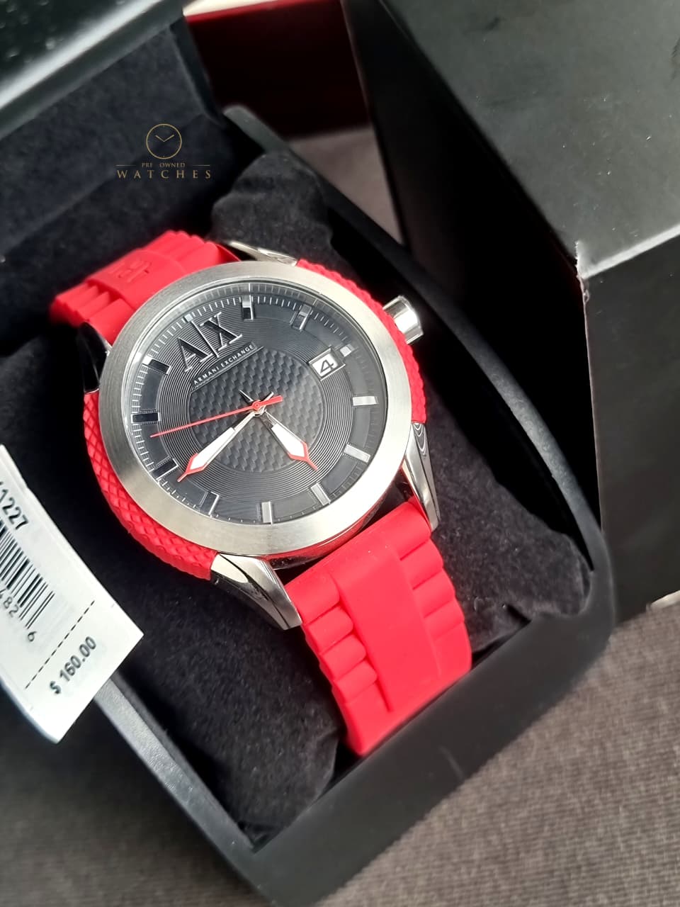 Armani Exchange Men’s Silicone Strap Black Dial 47mm Watch AX1227 - Image 5