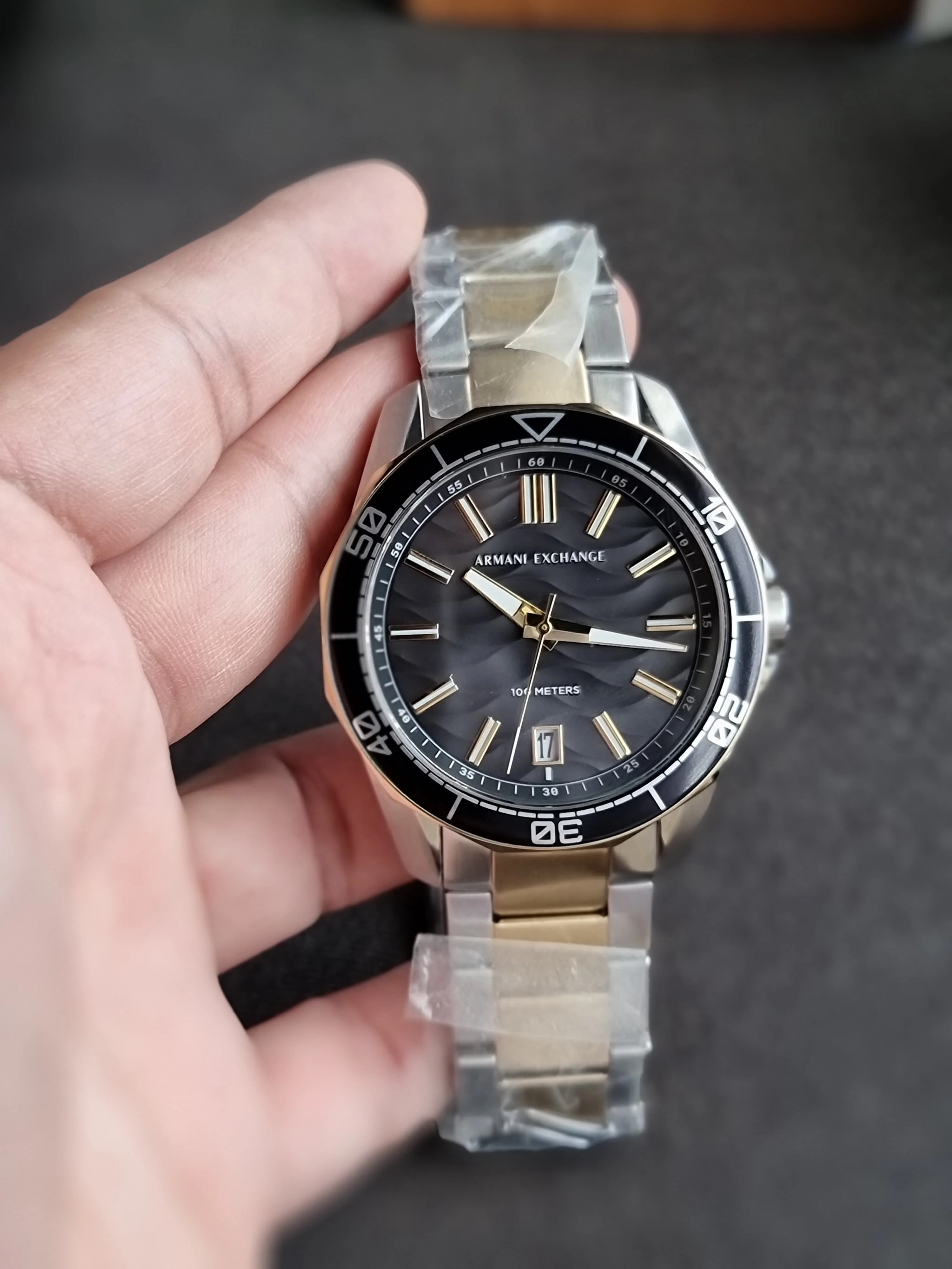Armani Exchange Three-Hand Date Two-Tone Stainless Steel Watch AX1956