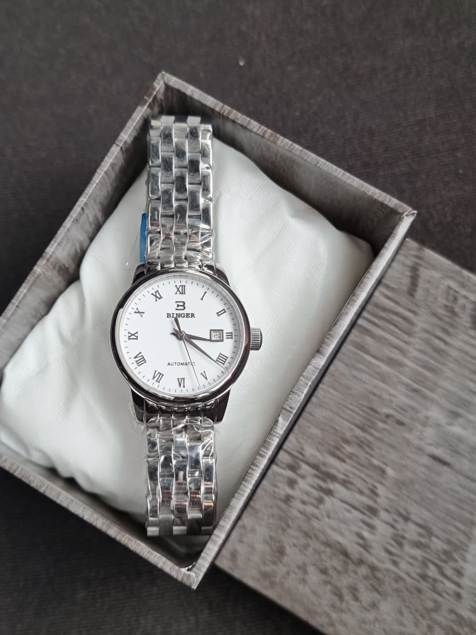 Binger white dial Silver Chain Automatic Ladies Watch - Image 3