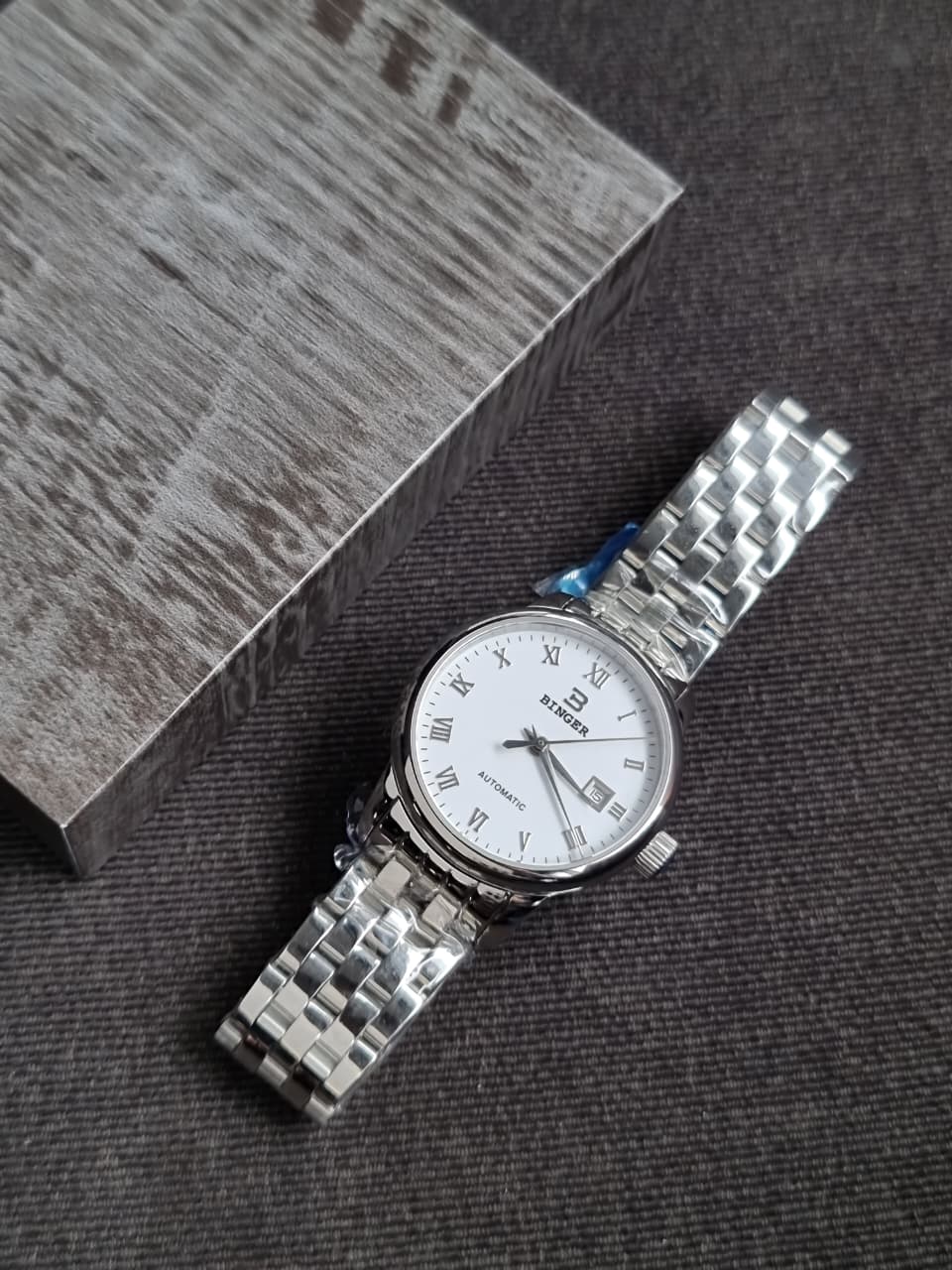 Binger white dial Silver Chain Automatic Ladies Watch - Image 6