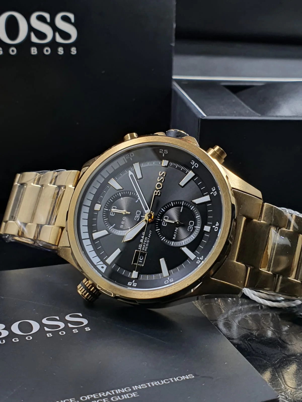 BOSS Chronograph Quartz Watch for Men with Gold Coloured Stainless Steel Bracelet - 1513932 - Image 9