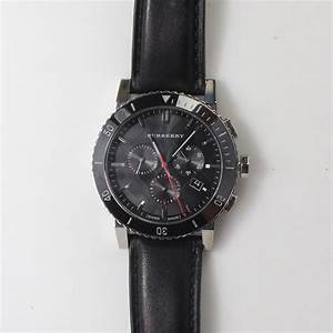 BURBERRY Black Dial Chronograph Black Leather Men's Watch BU9382 - Image 2