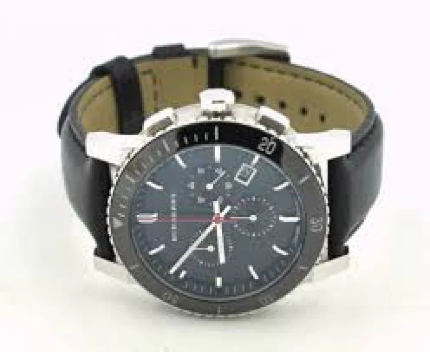 BURBERRY Black Dial Chronograph Black Leather Men's Watch BU9382 - Image 3