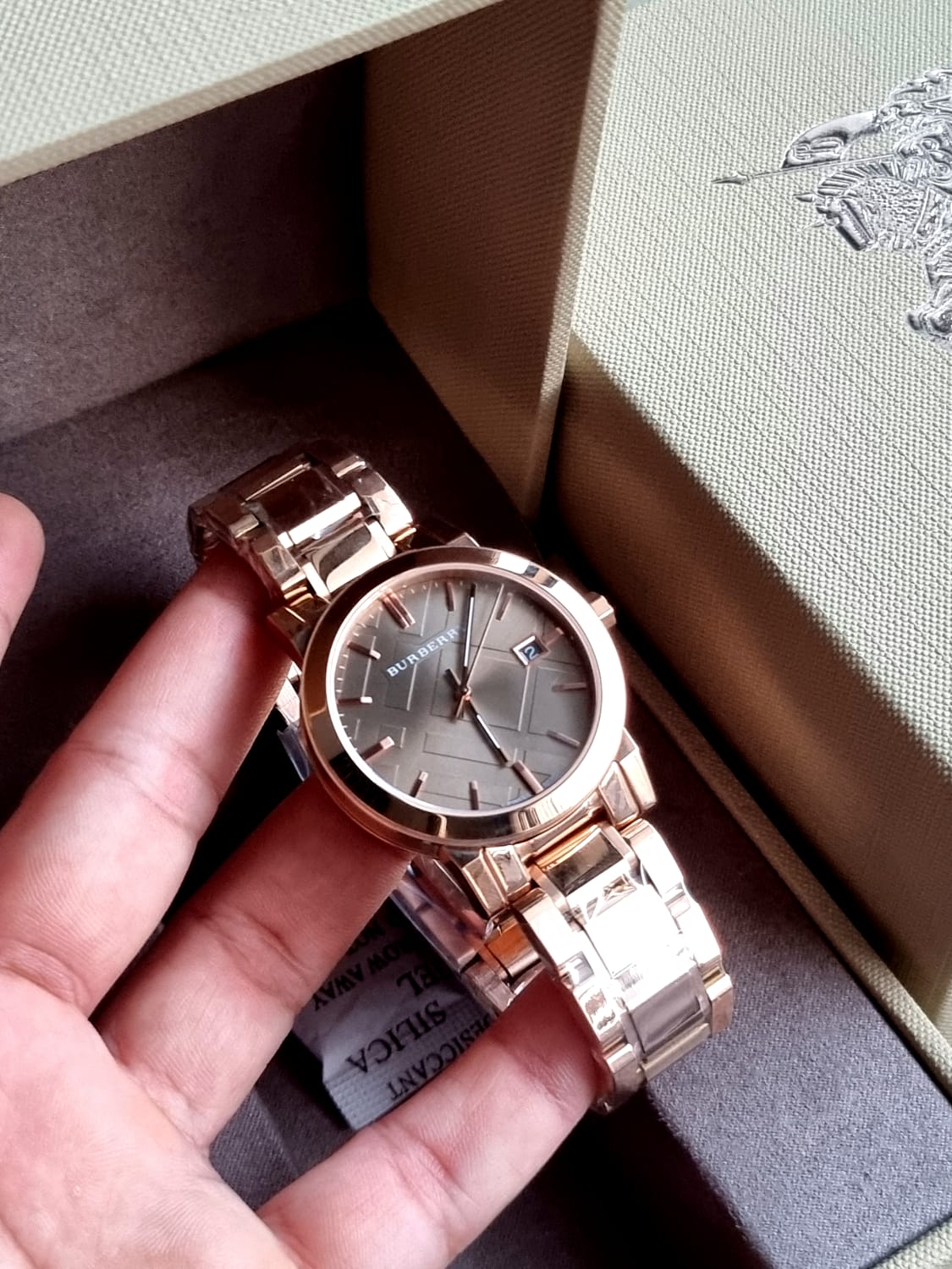 BURBERRY Brown Check Pattern Dial Rose Gold-plated Ladies Watch BU9005 - Image 3