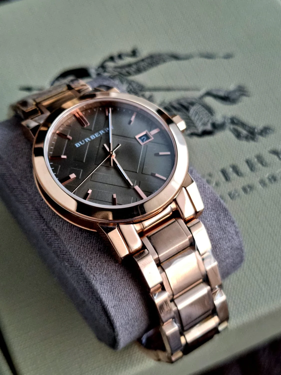 BURBERRY Brown Check Pattern Dial Rose Gold-plated Ladies Watch BU9005 - Image 4