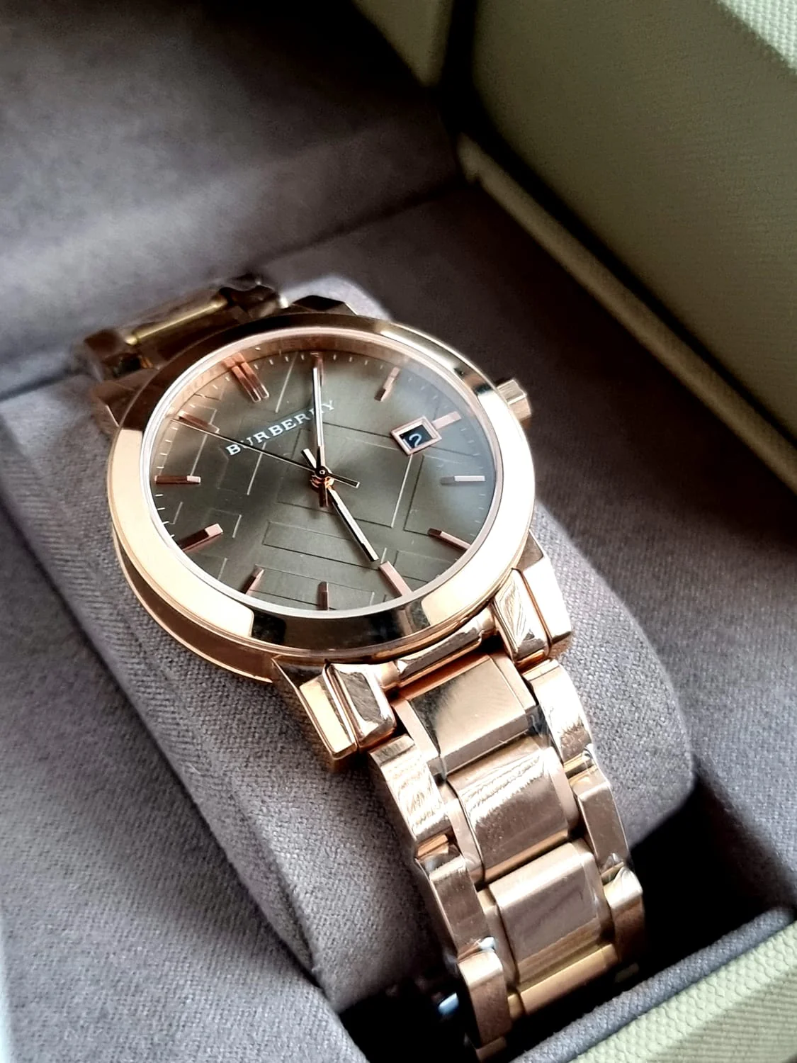 BURBERRY Brown Check Pattern Dial Rose Gold-plated Ladies Watch BU9005 - Image 9