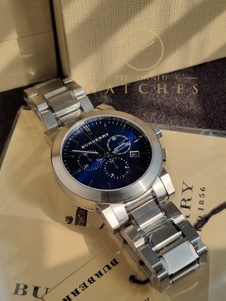 BURBERRY Chronograph Blue Dial Stainless Steel Men's Watch BU9363 - Image 5