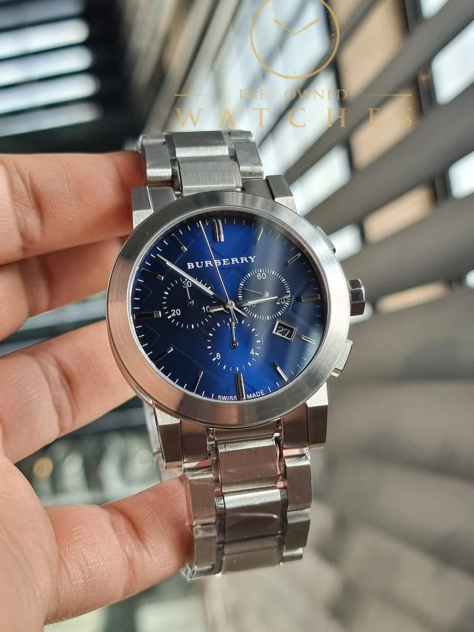 BURBERRY Chronograph Blue Dial Stainless Steel Men's Watch BU9363 - Image 6