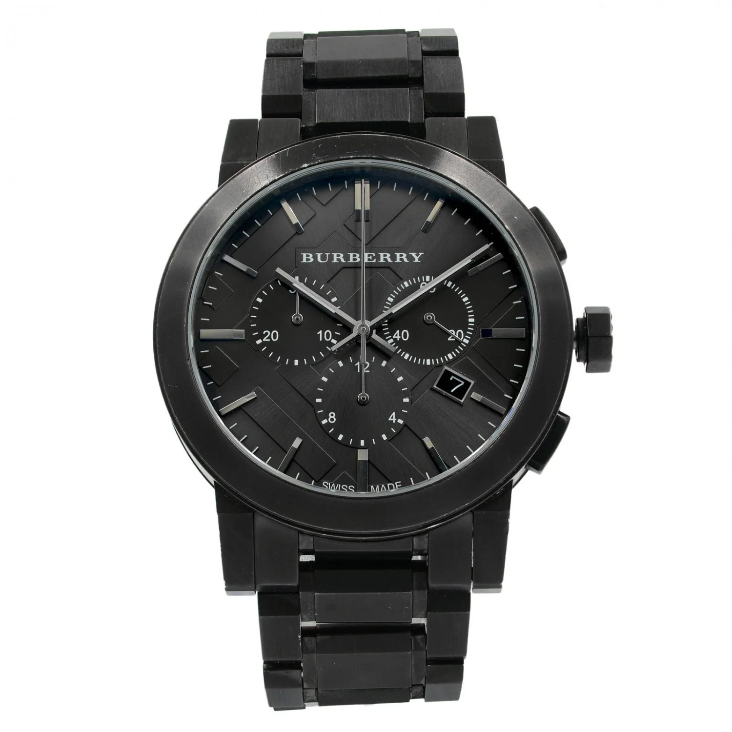 BURBERRY Chronograph Dark Grey Dial Black Ion-plated Men's Watch BU9354