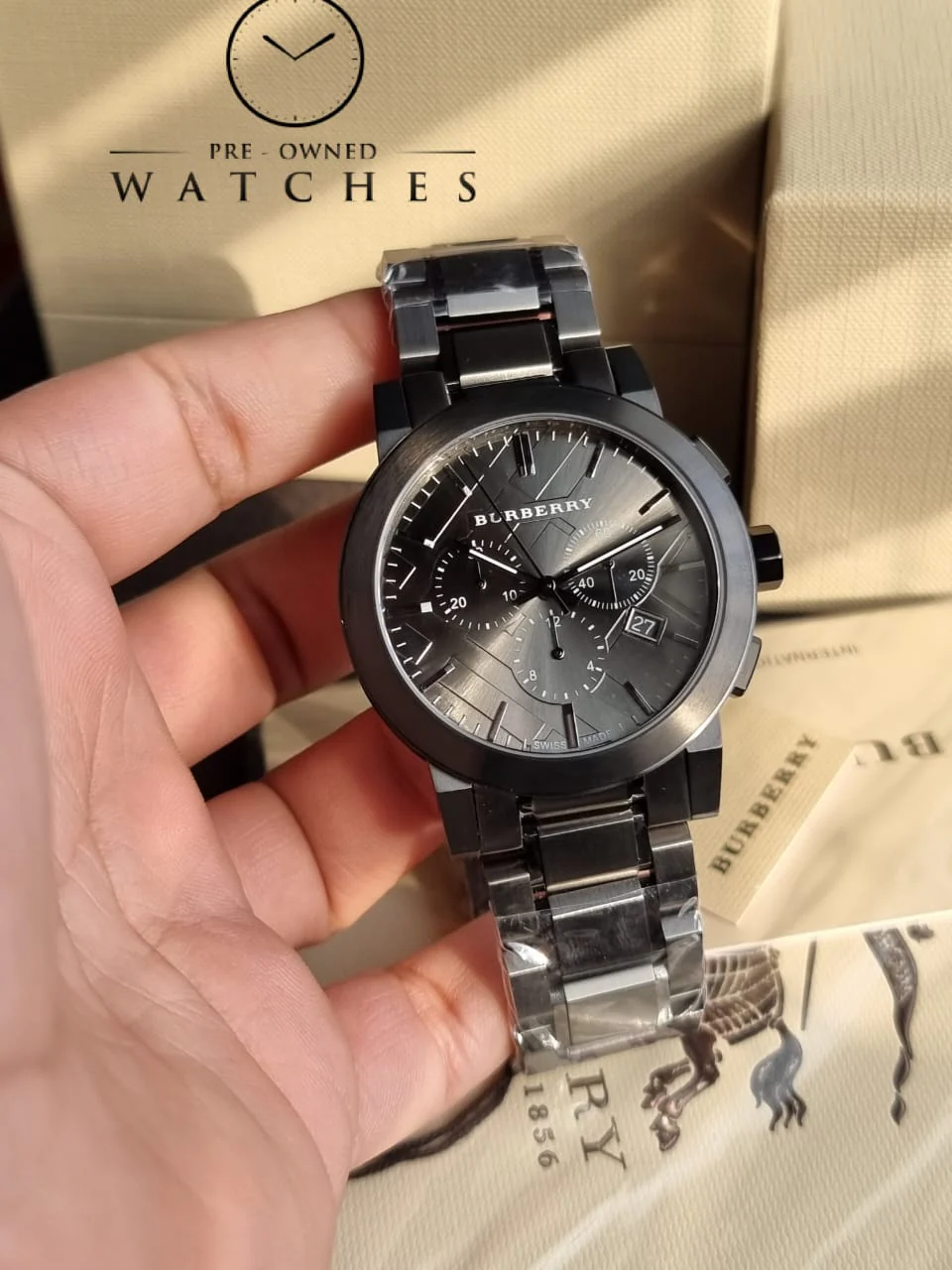 BURBERRY Chronograph Dark Grey Dial Black Ion-plated Men's Watch BU9354 - Image 5