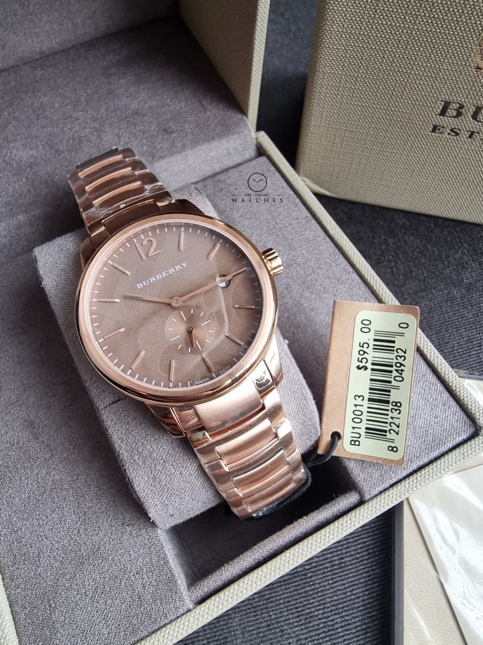 Burberry The Classic Rose gold Stainless Steel Rose Gold Dial Quartz Watch for Gents - BU10013 - Image 6