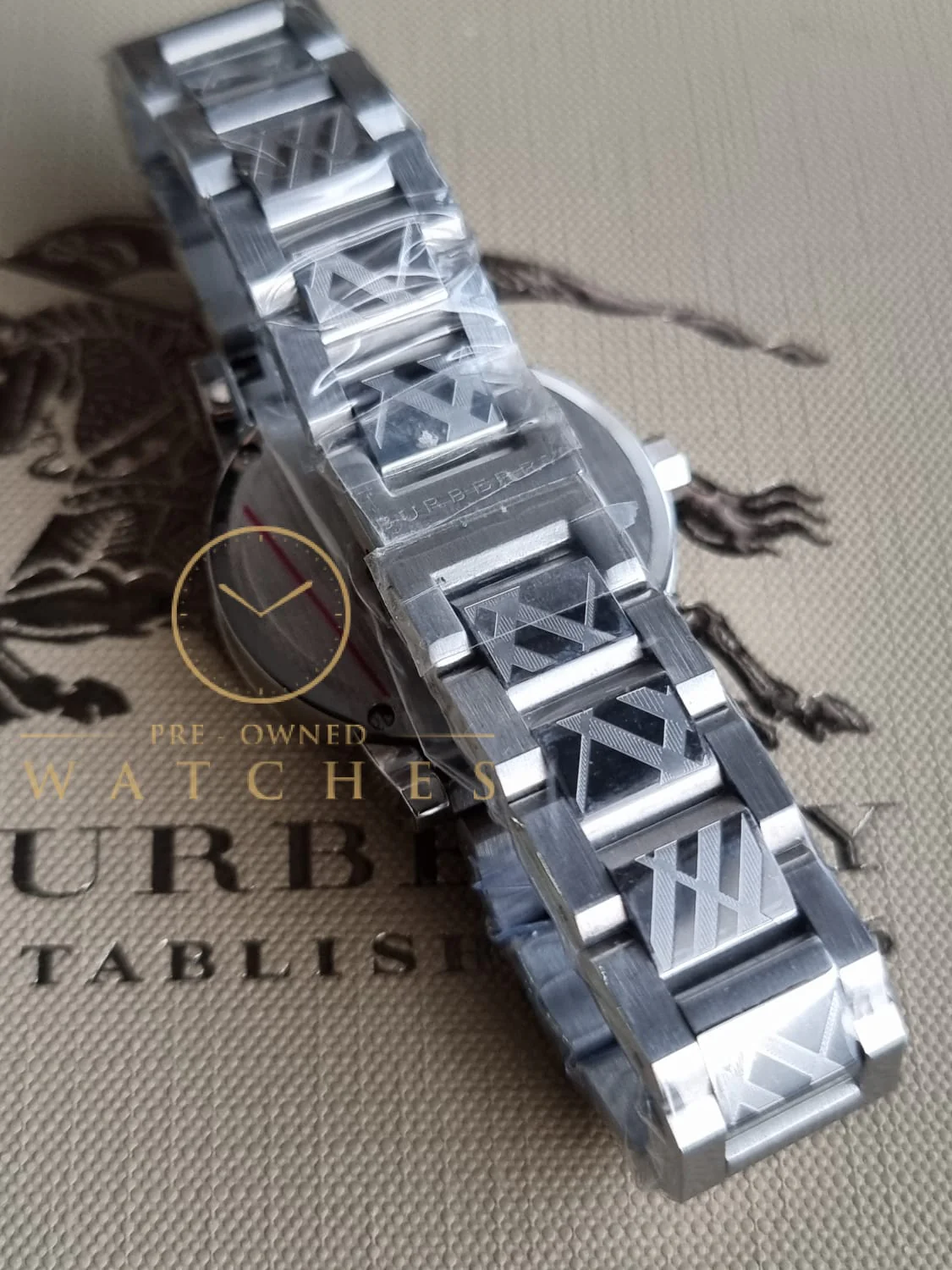 BURBERRY Silver Check Stamped Dial Stainless Steel Ladies Watch BU9144 - Image 6