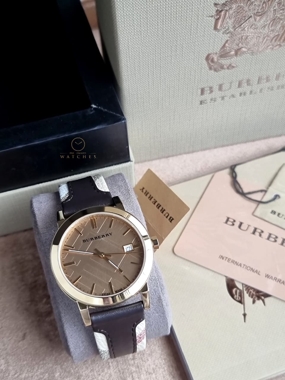 Burberry The City Gold-Tone Leather Mens Watch BU9032 - Image 5