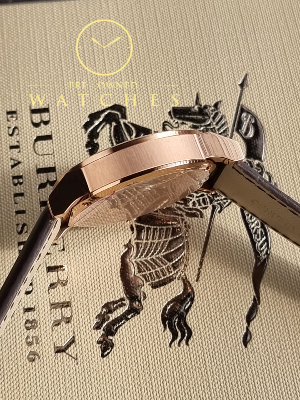 Burberry Unisex Swiss Made Leather Strap Brown Dial 38mm Watch BU9755 - Image 8