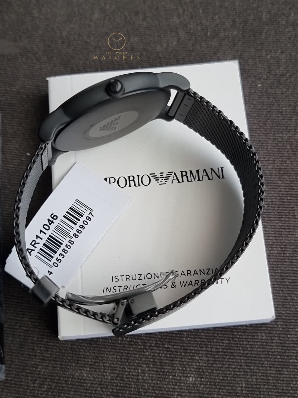 Emporio Armani AR11046 Black Mesh White Dial 43mm Men’s Watch - Image 4