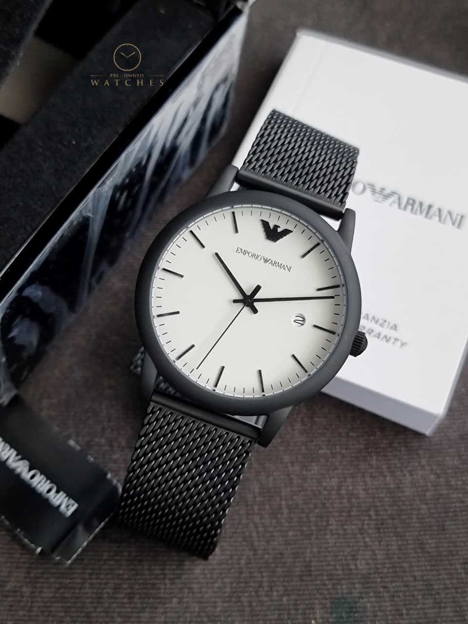 Emporio Armani AR11046 Black Mesh White Dial 43mm Men’s Watch - Image 5
