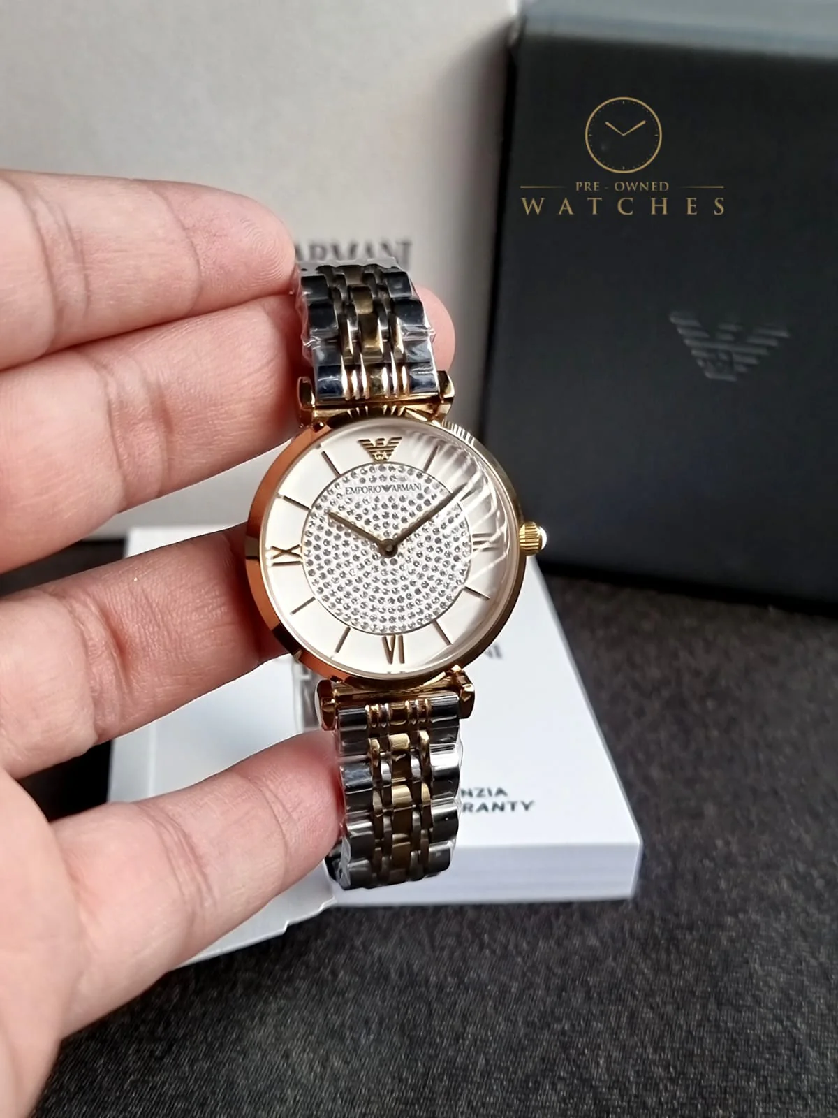 Emporio Armani AR8031 Women’s Analog Two Tone Stainless Steel White Dial 32mm Watch - Image 5