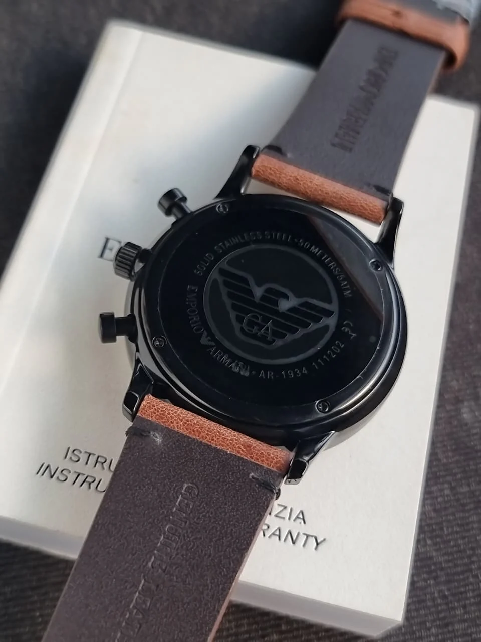 EMPORIO ARMANI Black Dial Black Stainless Steel Chronograph Watch For Gents - AR1934 - Image 4