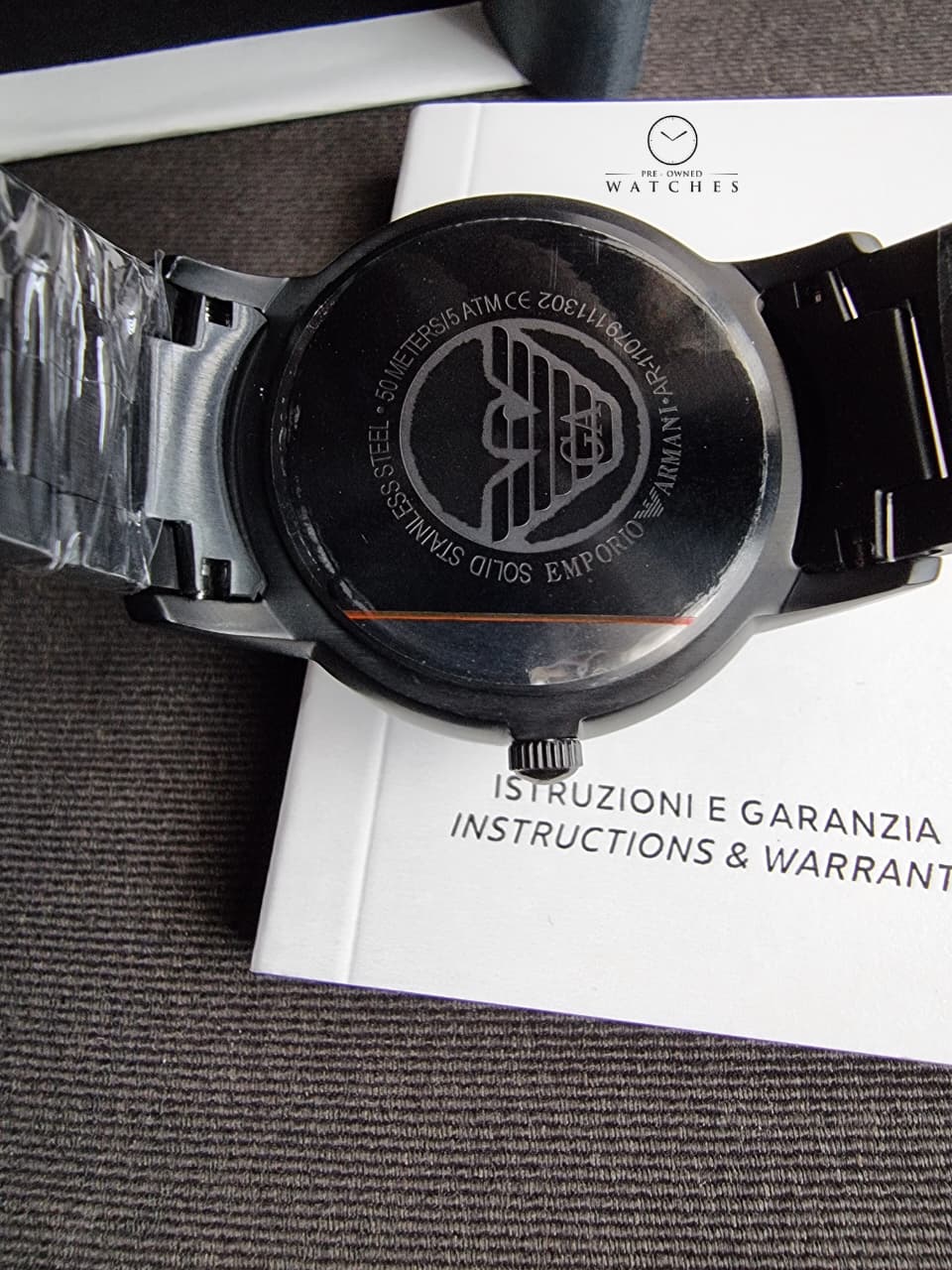 Emporio Armani Black Dial Black Stainless Steel Men's Watch – AR11079 - Image 5