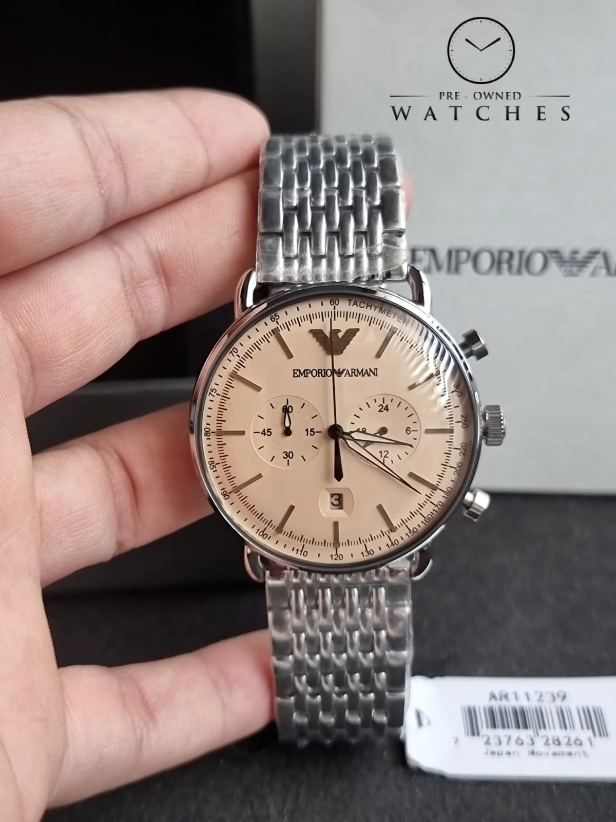EMPORIO ARMANI Chronograph Quartz Beige Dial Men's Watch AR11239 - Image 8