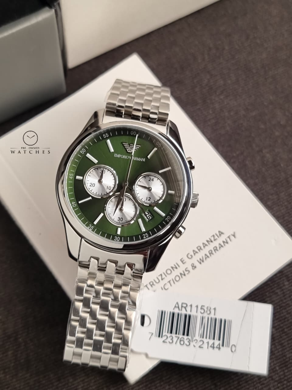 EMPORIO ARMANI Chronograph Quartz Diamond Green Dial Men's Watch Item No. AR11581