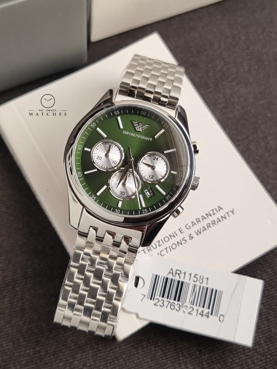 EMPORIO ARMANI Chronograph Quartz Diamond Green Dial Men's Watch Item No. AR11581 - Image 6