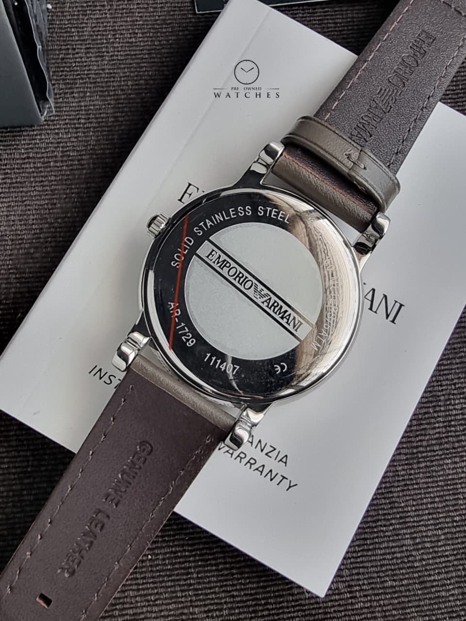 Emporio Armani Classic Brown Dial Brown Leather Strap Men's Watch – AR1729 - Image 4