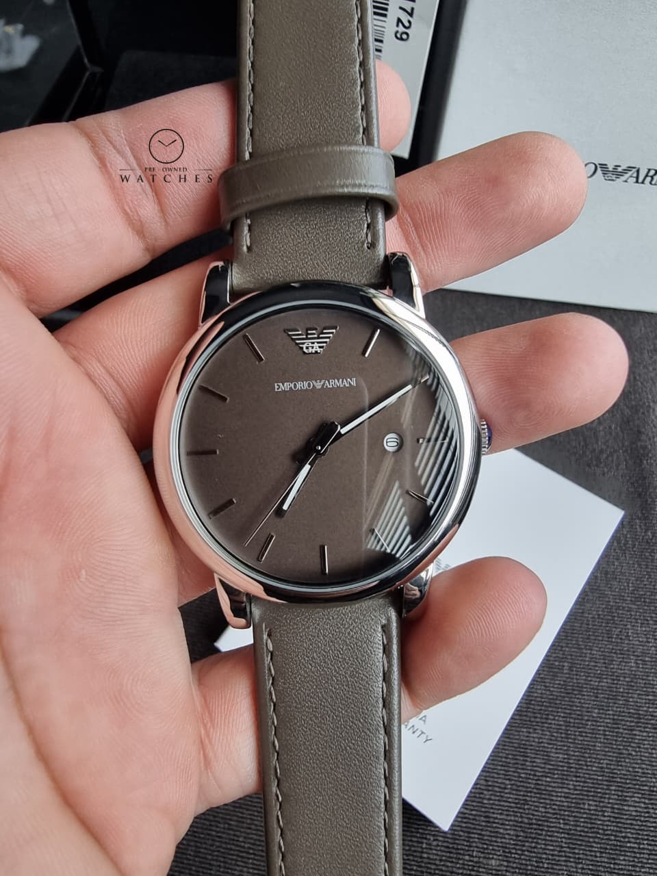 Emporio Armani Classic Brown Dial Brown Leather Strap Men's Watch – AR1729 - Image 5