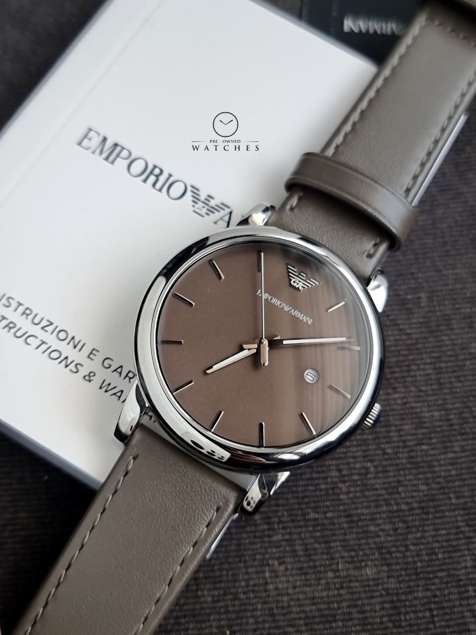 Emporio Armani Classic Brown Dial Brown Leather Strap Men's Watch – AR1729 - Image 6
