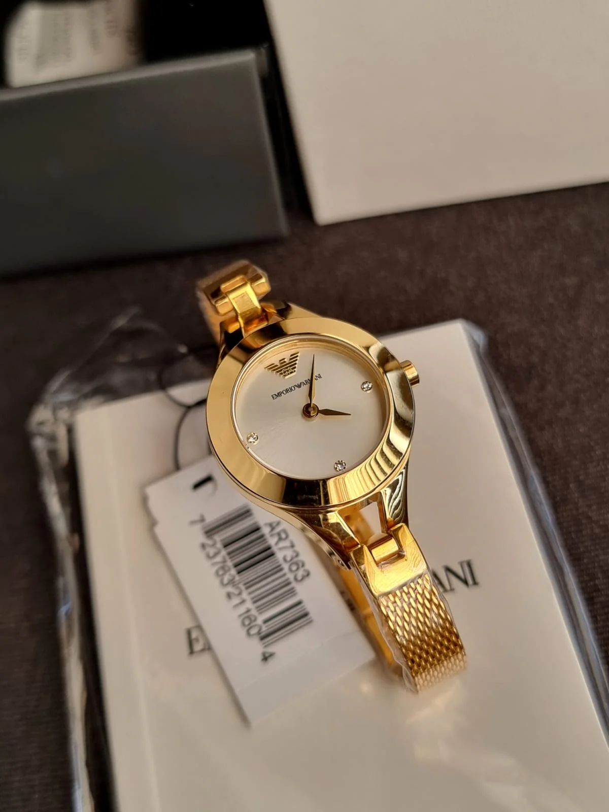 Emporio Armani Classic Gold Stainless Steel Silver Dial Quartz Watch for Ladies – AR7363 - Image 6