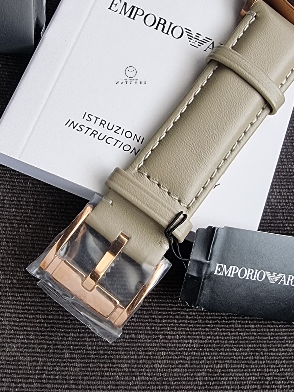 Emporio Armani Classic Silver Dial Beige Leather Strap Men's Watch – AR2464 - Image 5