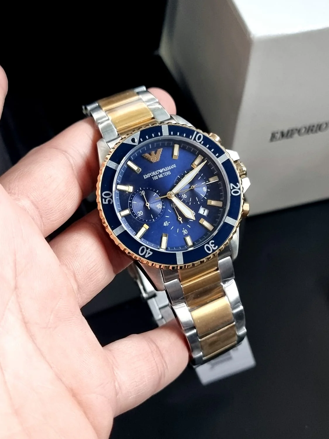 Emporio Armani Diver Blue/Gold toned steel 43 mm AR11362 - Image 3