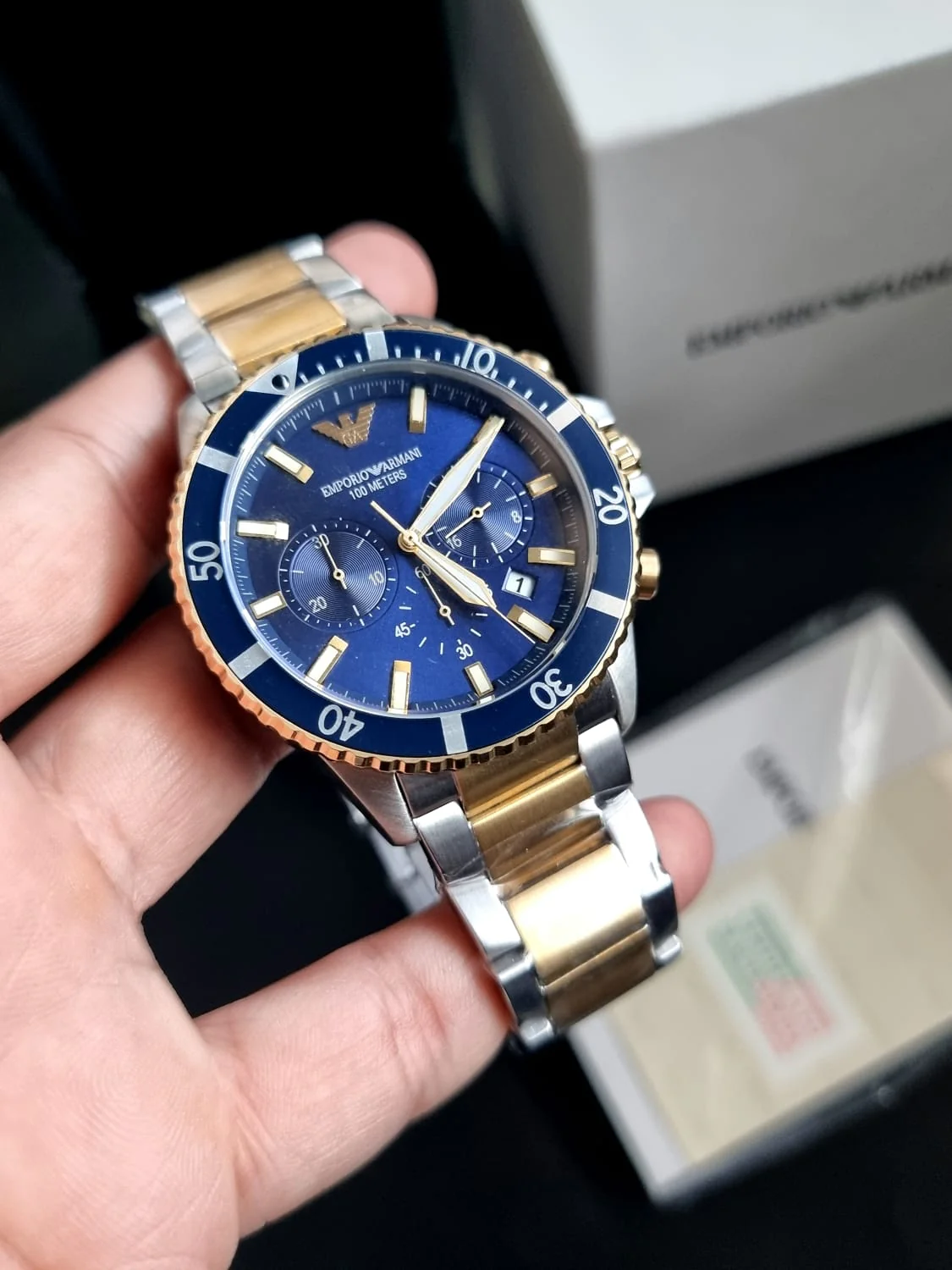 Emporio Armani Diver Blue/Gold toned steel 43 mm AR11362 - Image 4