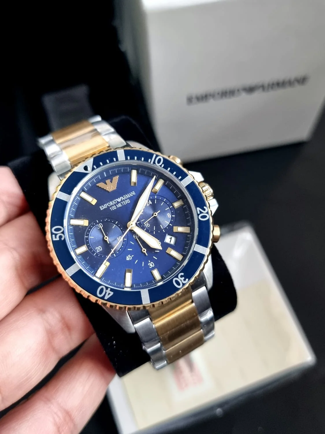 Emporio Armani Diver Blue/Gold toned steel 43 mm AR11362 - Image 8