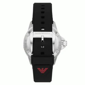 Emporio Armani Men’s Automatic Black Silicone Strap Red Dial 43mm Watch AR60070 - Image 3
