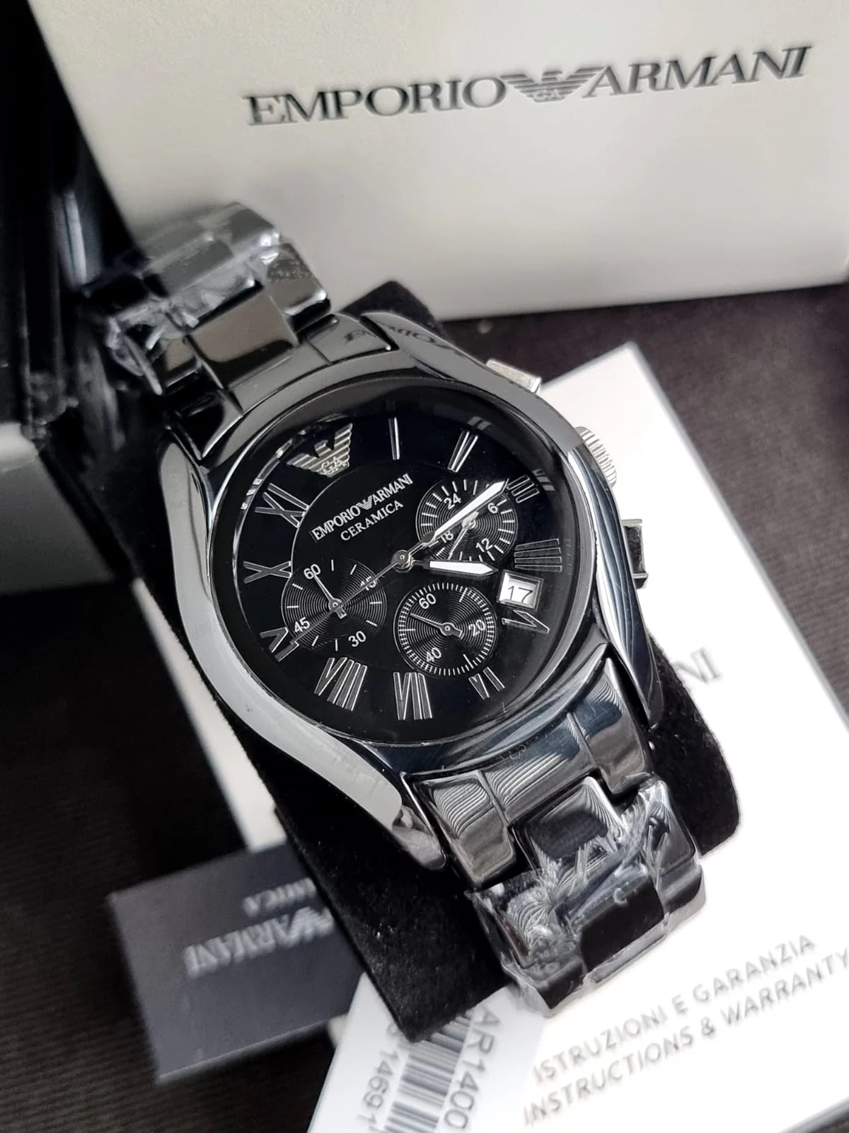 Emporio Armani Men’s Chronograph Quartz Stainless Steel Black Dial 43mm Watch AR1400 - Image 2
