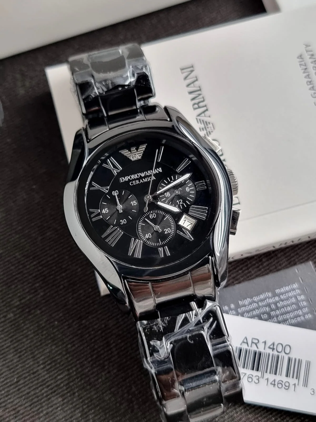Emporio Armani Men’s Chronograph Quartz Stainless Steel Black Dial 43mm Watch AR1400 - Image 6
