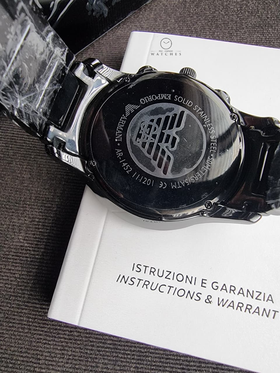 Emporio Armani Men’s Chronograph Quartz Stainless Steel Black Dial 43mm Watch AR1452 - Image 4