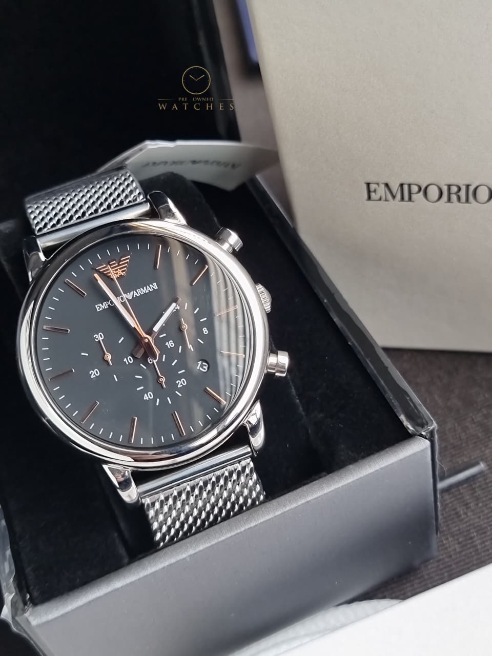 Emporio Armani Men’s Chronograph Quartz Stainless Steel Black Dial 46mm Watch AR11429 - Image 5