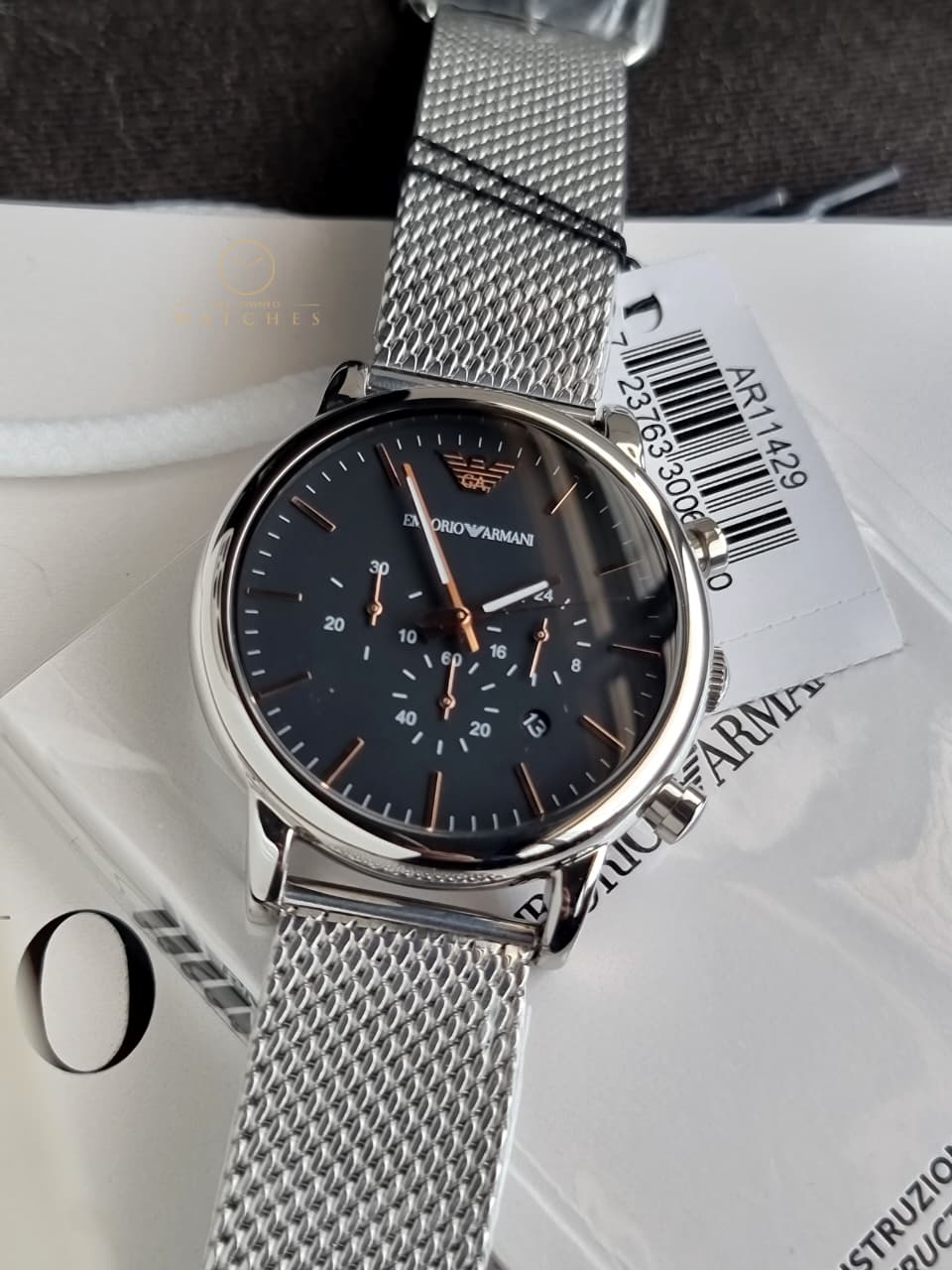 Emporio Armani Men’s Chronograph Quartz Stainless Steel Black Dial 46mm Watch AR11429 - Image 8
