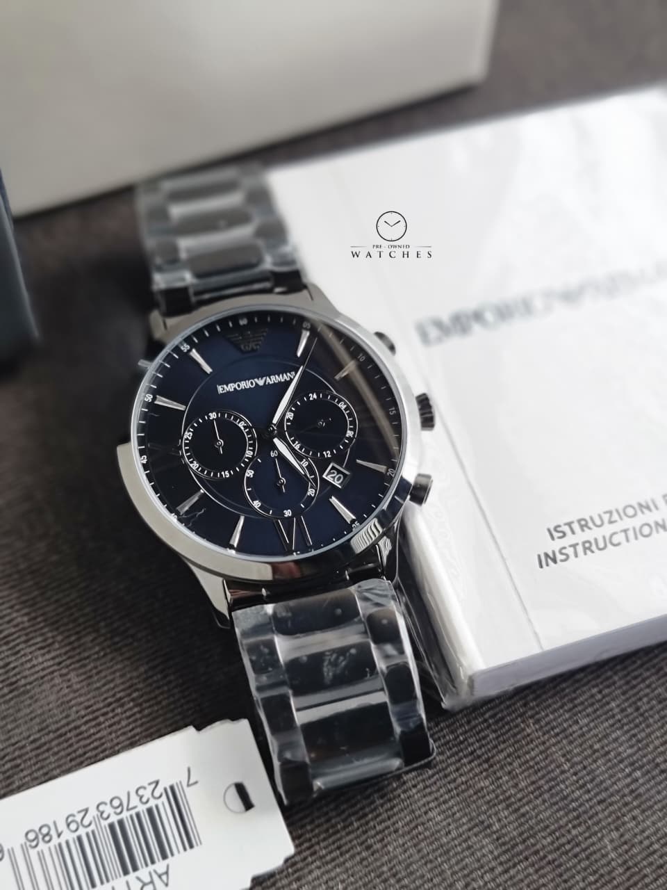 Emporio Armani Men’s Chronograph Quartz Stainless Steel Blue Dial 43mm Watch AR11348 - Image 3