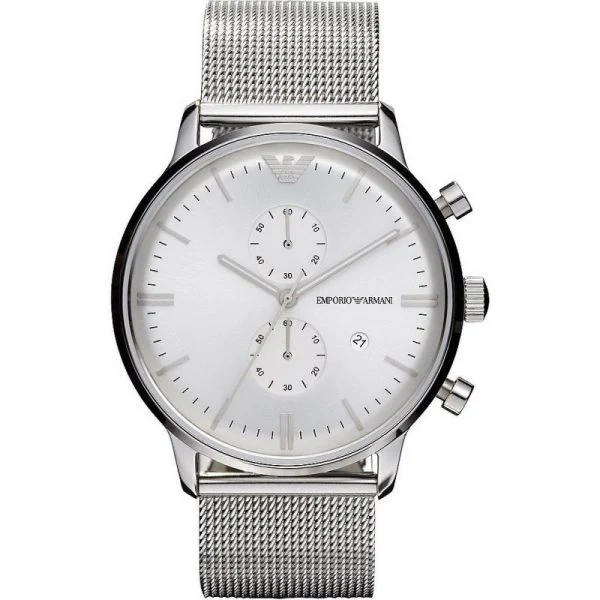 Emporio Armani Men’s Chronograph Quartz Stainless Steel Silver Dial 38mm Watch AR0390
