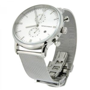 Emporio Armani Men’s Chronograph Quartz Stainless Steel Silver Dial 38mm Watch AR0390 - Image 2