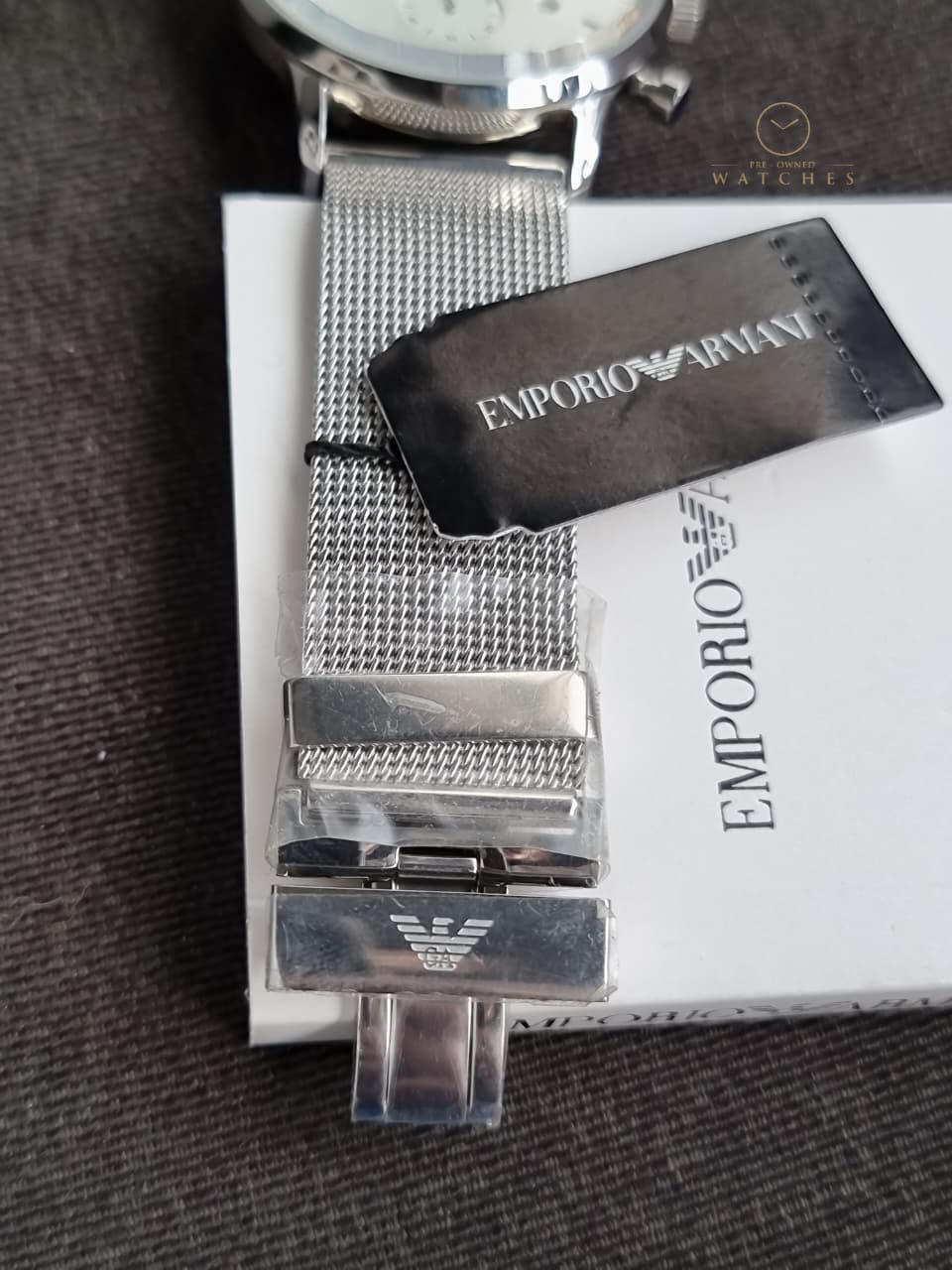 Emporio Armani Men’s Chronograph Quartz Stainless Steel Silver Dial 38mm Watch AR0390 - Image 6