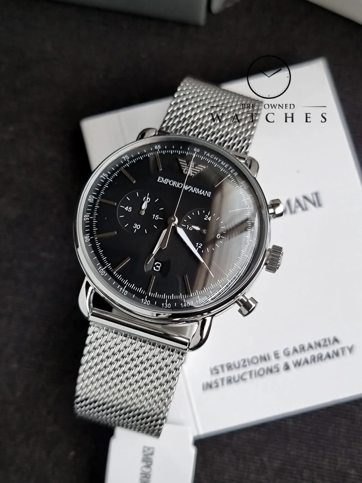 Emporio Armani Men’s Chronograph Stainless Steel Black Dial 43mm Watch AR11104 - Image 6