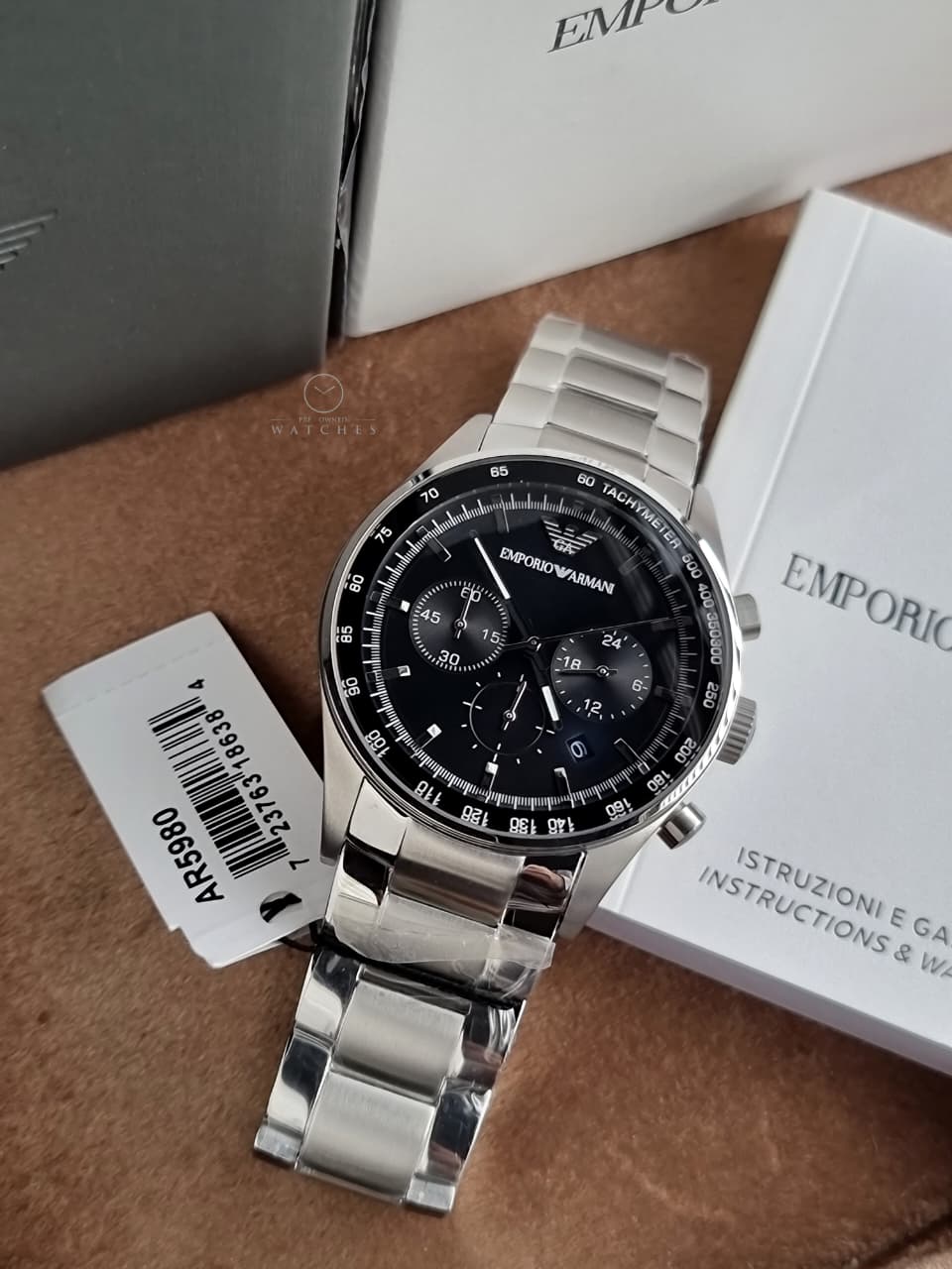 Emporio Armani Men’s Chronograph Stainless Steel Black Dial 43mm Watch AR5980 - Image 5